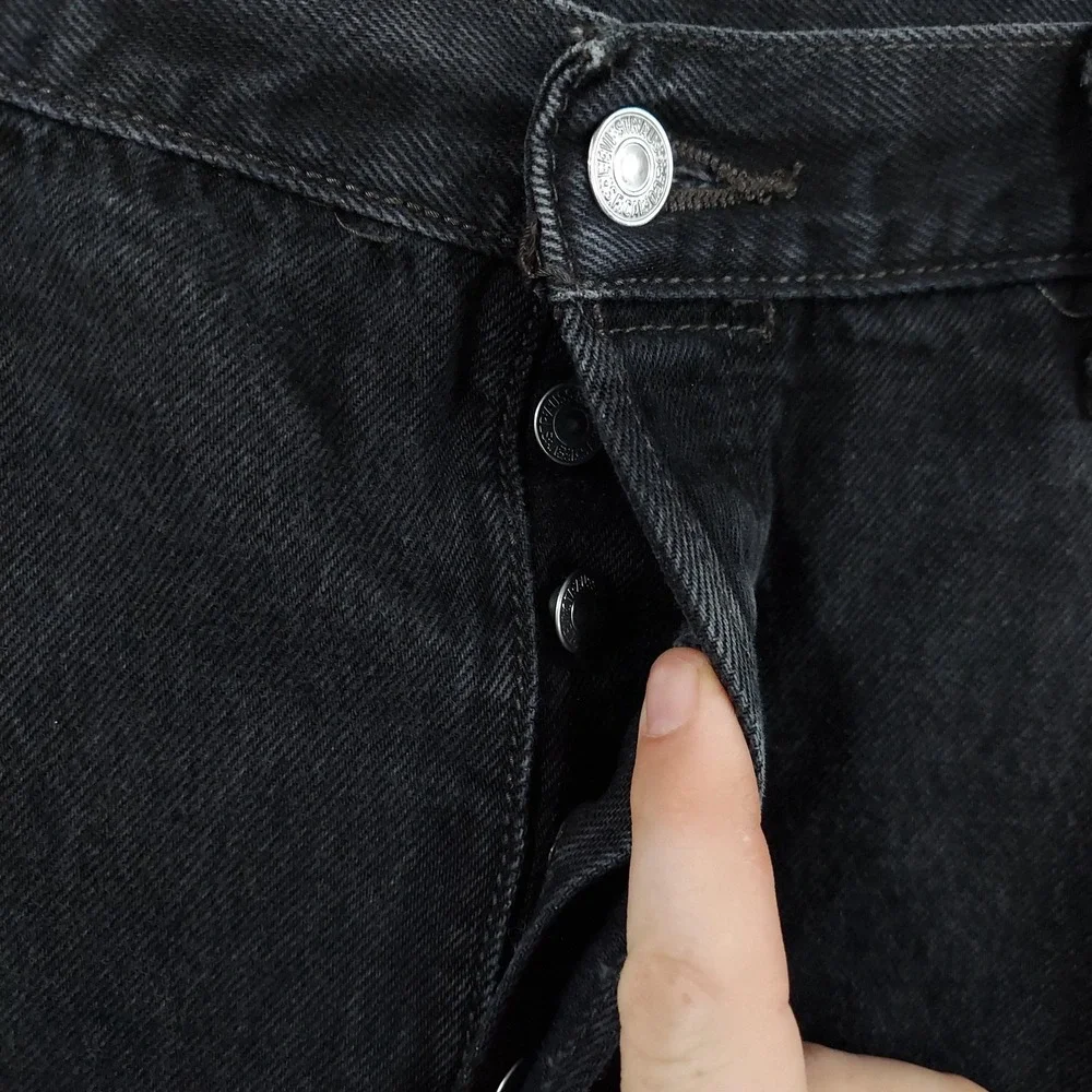 Levis 501 Jeans Mens Fits 36x31 Black Dark‎ Wash Regular Straight Button Fly